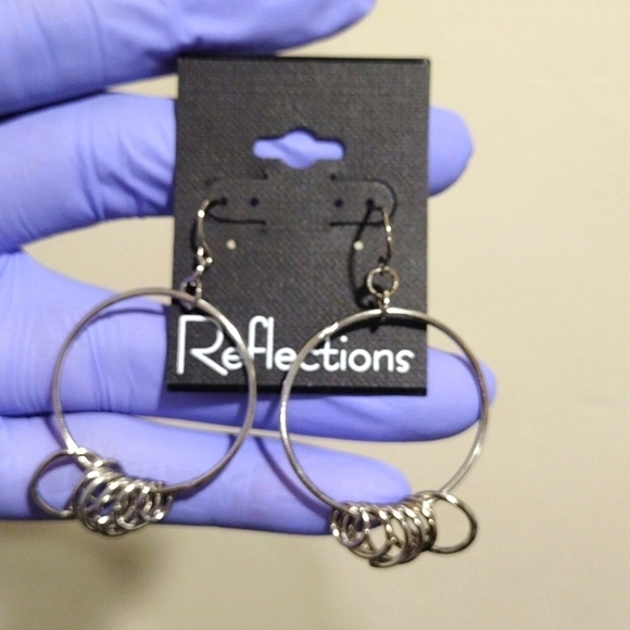 Women's Polished Silver-tone Hoops Design Drop Dangle Earrings - 2.25-inch - Picture 1 of 4